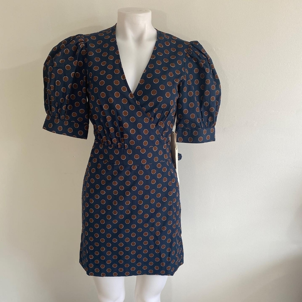 Happy X Nature Wrap Dress Puffy Sleeves
